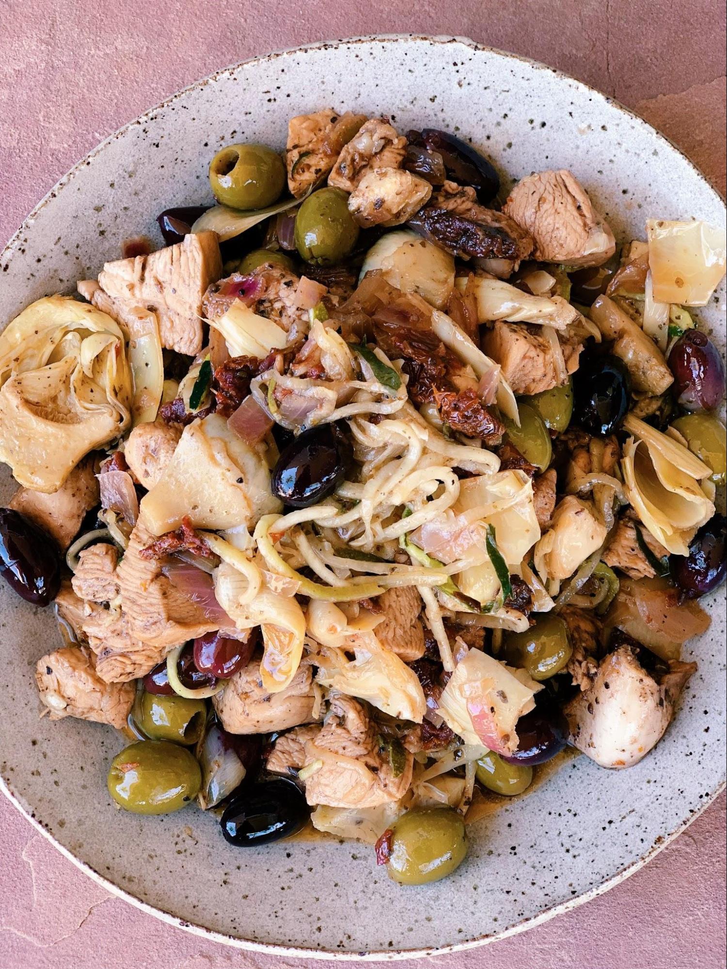 Greek Chicken Zoodle Pasta Salad - Melissa's Healthy Kitchen