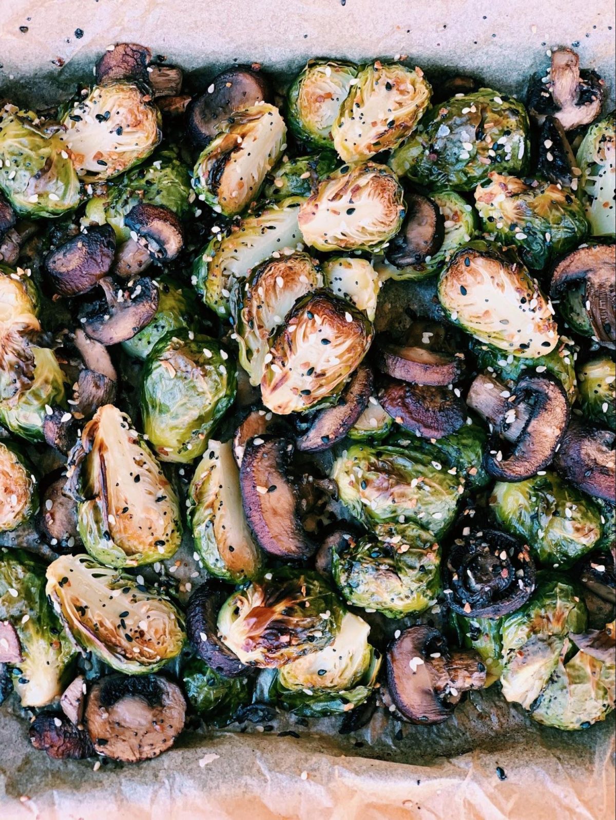 Everything But the Bagel Roasted Brussels and Mushrooms Melissa's