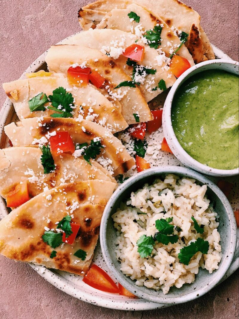 Quesadillas with Instant Pot Tomatillo Salsa Chicken Melissa's