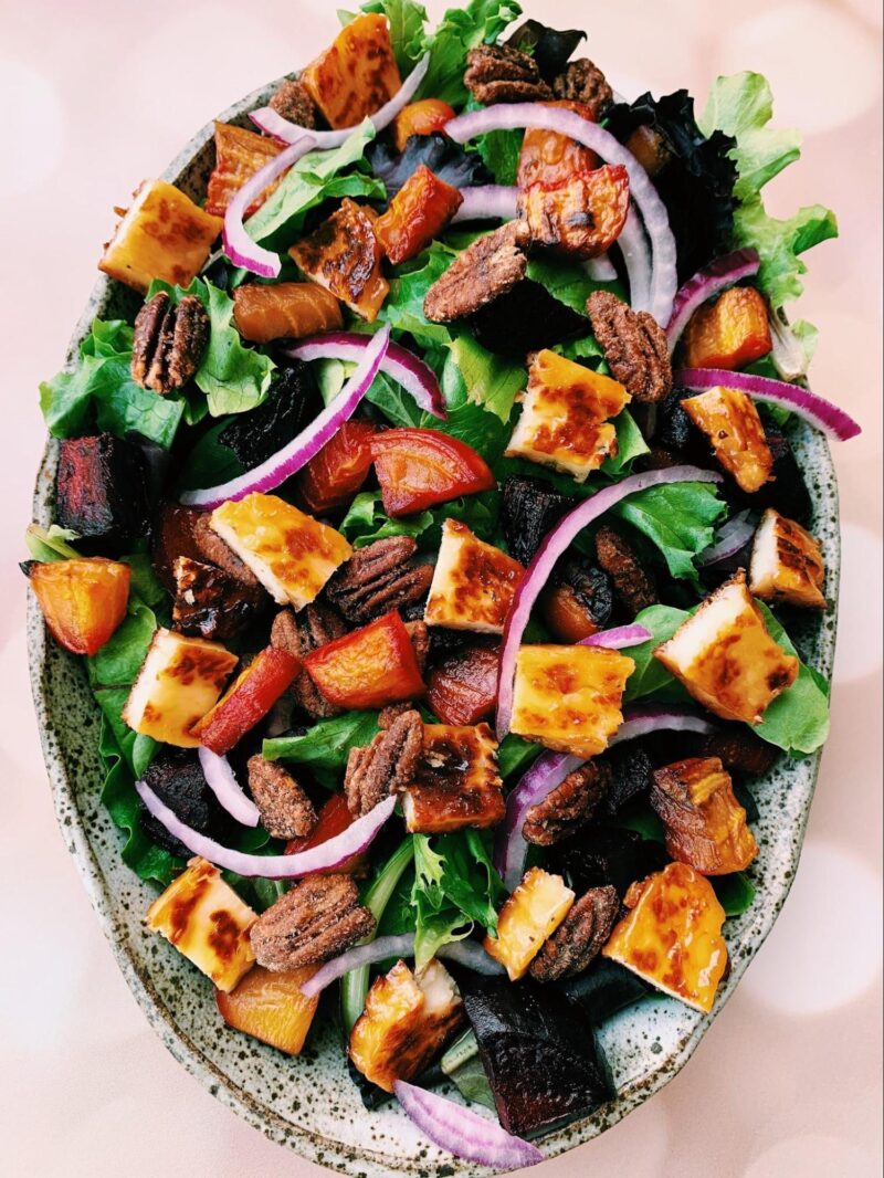 Roasted Beet Salad with Honey Halloumi Cheese - Melissa's Healthy Kitchen